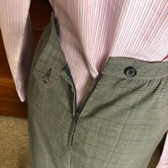 WOOLF BROTHERS Ladies Gray Glen Plaid Worsted Wool Suit with Skirt - Size 6 - Picture 13 of 14